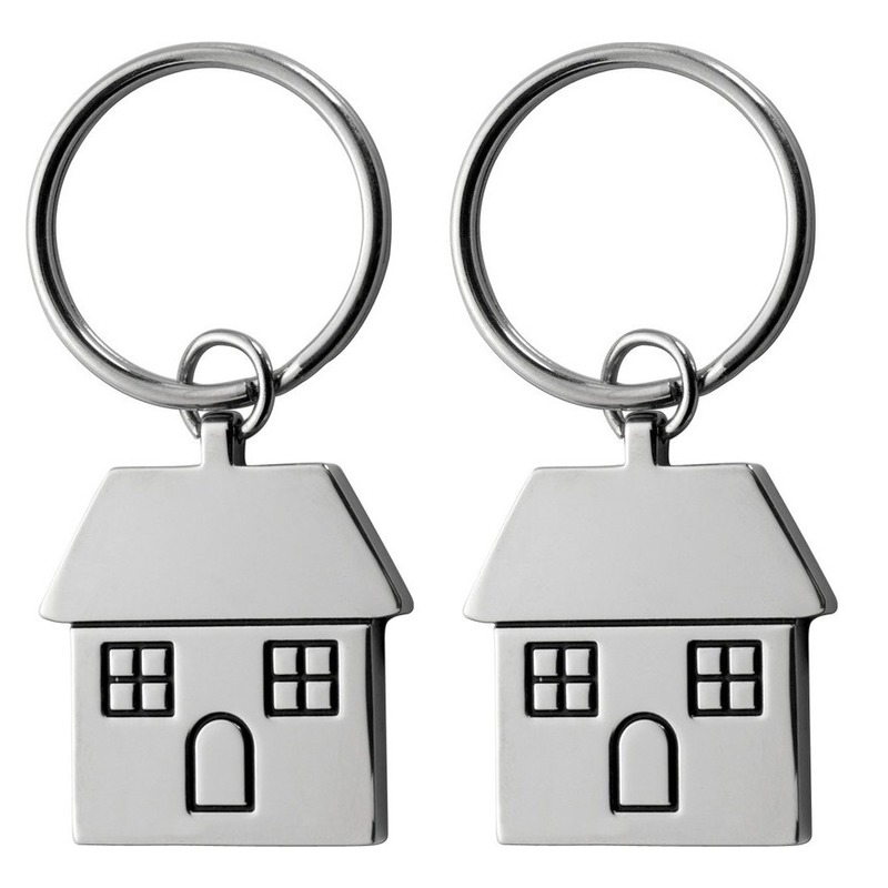 2x huis sleutelhanger 7 cm